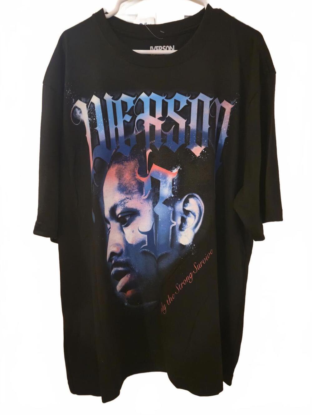 Allen Iverson REEBOK ONLY THE STRONG SURVIVE Graphic Black T Shirt MENS XL NEW